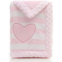 Lycxames - Babydecke, doppellagige weiche Flanell-Babydecke, Winter, warm, gestreift, Plüsch, gemütliche Babydecke (rosa Kordelzug) von LYCXAMES