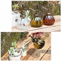 Lycxames - Glas-Gießflasche, Vintage-Stil, groß, winddicht, 16 cm, mit bronzefarbener Kunststoffpumpe, Einhand-Gießkanne, Glasflasche für den Garten von LYCXAMES