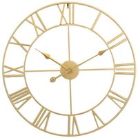 Lycxames - Große Retro-Wanduhr aus Eisen, rund, geräuschlos, batteriebetrieben, römische Ziffern, Vintage-Stil, Wohnzimmerdekoration, Gold, 40 cm von LYCXAMES