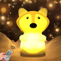 Großer Fuchs Nachtlicht für Kinder 9 Farben led Baby Nachttischlampe zimmerlampe Tragbare Silikon Nachtlampe mit Fernbedienung/Touch von LYCXAMES