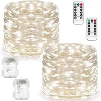 Innenleuchten [2er-Pack], 10 m, 100 LEDs, batteriebetrieben, Innen- und Außendekoration, LED-Lichterkette für Schlafzimmer, Hochzeit, Party, von LYCXAMES