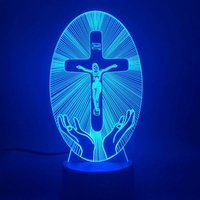 Lycxames - Jesus Christus Kreuz 3D Nachtlicht – 7 wechselnde Farben – Berührungslichter mit Acrylsockel, ABS-Sockel und USB-Kabel von LYCXAMES