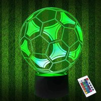 Lycxames - Kinder Nachtlicht Fußball 3D optische Täuschung Lampe mit Fernbedienung 16 Farben ändern Fußball Geburtstag Weihnachten Geschenkidee für von LYCXAMES