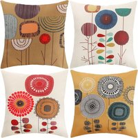 Kissenbezug, Kissenbezug 45 x 45 Kissenbezug, 4er-Set, dekorative Kissenbezüge, Blumen, Meeresleben, tropisches Pflanzenmuster für Sofa, Stuhl, von LYCXAMES