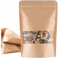 Lycxames - Kraft-Lebensmitteltüten, 50 Stück Papiertüten mit durchsichtigem Fenster, selbstdichtende Kraftpapiertüte, zum Verpacken von von LYCXAMES