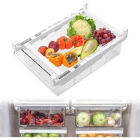 Kühlschrank-Schubladen-Organizer, Kühlschrank-Organizer, erweiterbar mit Griff, Aufbewahrungsbox, transparenter Behälter für Lebensmittel, Getränke von LYCXAMES
