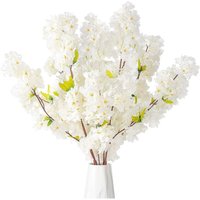 Lycxames - Künstliche Kirschblüten, 4 Zweige, weiße Seide, für Zuhause, Garten, Hochzeit, Tisch, Mittelstück, Party, Event, Frühlingsdekoration von LYCXAMES