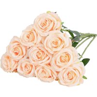Lycxames - Künstliche Seidenrosen mit einem Stiel, realistische Fake-Rose für Hochzeitsstrauß, Blumenarrangements, Dekoration, 10 Stück (Champagner) von LYCXAMES