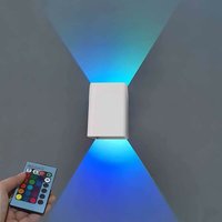 Lycxames - LED-Wandleuchte, Innenwandleuchte mit RGB-Fernbedienung, weiße Wandleuchte, moderne 5-W-Aluminium-Beleuchtungskörper für Wohnzimmer, von LYCXAMES