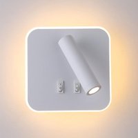 Lycxames - LED-Wandleuchte, Nachttisch-Leselampe, 12 w LED-Wandleseleuchten, verstellbarer Strahler (3 w + 9 w, 3000 k warmes Licht), weiß von LYCXAMES