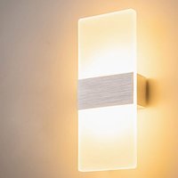 Lycxames - LED-Wandleuchte für den Innenbereich, 12 w, schlichtes Design, gebürstetes graues Glas, Wandleuchte für Schlafzimmer, Wohnzimmer, von LYCXAMES