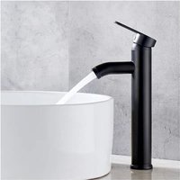 Lycxames - Mattschwarzer Wasserhahn, Kupfer-Badezimmer-Waschbecken-Mischbatterie, mattierter Wasserhahn für heißes und kaltes Wasser, elegante von LYCXAMES