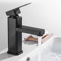 Lycxames - Moderner Badezimmer-Wasserhahn in Mattschwarz, elegantes Design, Waschbecken-Wasserhahn aus schwarzem Messing, Badezimmer-Mischbatterie von LYCXAMES