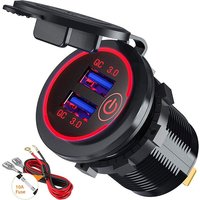 Lycxames - Quick Charge 3.0 USB-Auto-Schnellladegerät, Steckdosenadapter mit Schalter, 12 V/24 v, 36 w, Dual QC3.0 usb für Marine, Boot, Motorrad, von LYCXAMES