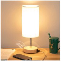 Lycxames - Schlafzimmer-Nachttischlampe, dimmbare LED-Tischlampen mit 3 Farbtemperaturen, Touch-Nachttischlampe mit 2 USB-Ladeanschlüssen für von LYCXAMES