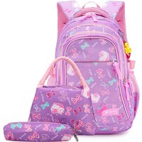 Lycxames - Schulrucksack,Schulrucksack Mädchen, Schultaschen 3 Teile Set Schulranzen mit Lunch-Taschen Federmäppchen Freizeitrucksack Wasserdichter von LYCXAMES