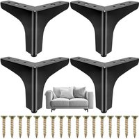 Schwarze Möbelbeine aus Metall, 4 Stück, Ersatz-Sofabeine für DIY-Projekte, Sofa, Couchtisch, Schrank (13 cm) von LYCXAMES