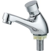 Lycxames - Waschbecken-Wasserhahn, Chrom, automatische Abschaltung, wassersparend (1 Stück) von LYCXAMES