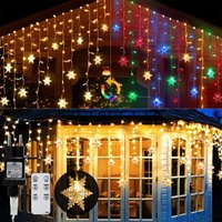 Weihnachts-Lichtervorhang mit bunten Schneeflocken, 9 m, 360 LED-Weihnachtslichter mit Fernbedienung, IP44, 8 Beleuchtungsmodi, von LYCXAMES