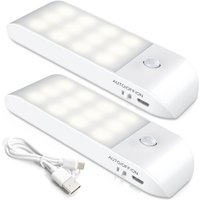 Lycxames - Wiederaufladbares LED-Nachtlicht, [2er-Pack] LED-Lampe mit automatischem Bewegungssensor, tragbare magnetische Wandleuchte, für Schrank, von LYCXAMES