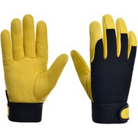 Paar Sicherheitsarbeitshandschuhe, Bauarbeiterhandschuhe, Gartenhandschuhe, leichte Mechanikerhandschuhe (Gelb, Größe m) - Lycxames von LYCXAMES