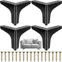 Schwarze Möbelbeine aus Metall, 4 Stück, Ersatz-Sofabeine für DIY-Projekte, Couch, Couchtisch, Schrank (15 cm) von LYCXAMES