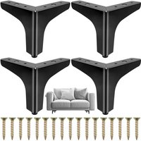 Schwarze Möbelbeine aus Metall, 4 Stück, Ersatz-Sofabeine für DIY-Projekte, Sofa, Couchtisch, Schrank (17 cm) von LYCXAMES