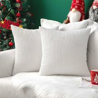 Set mit 2 dekorativen Cord-Kissenbezügen für Sofas, weiche Kissenbezüge für Zuhause, Wohnzimmer, Schlafzimmer, Bett, 45 x 45 cm, Weiß - Lycxames von LYCXAMES