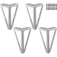 Set mit 4 Tischbeinen aus silbernem Metall – austauschbare Möbelbeine – für Couchtisch/TV/Sofa/Bett und andere Möbelbeine – mit Schrauben. (15,5 cm) von LYCXAMES