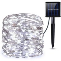 Solar-LED-Außenbeleuchtung, Gartenlichtgirlande 7m50LED Kupferdraht, weißes Licht. 8 Modi IP44 wasserdichte Lichterkette, Dekoration für Weihnachten, von LYCXAMES