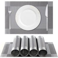 Lycxames - Tischset, Platzset 6er Set rutschfest Abwaschbar pvc Abgrifffeste Hitzebeständig Platzdeckchen für Zuhause Restaurant Speisetisch Silber von LYCXAMES