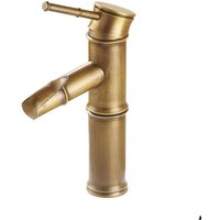 Lycxames - Waschtischarmatur, antiker Wasserhahn, komplett aus Kupfer, Warm- und Kaltwasserhahn, Retro-Bambus-Wasserhahn von LYCXAMES