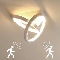 Weiße 26W LED Deckenleuchte mit Bewegungsmelder Moderne Deckenlampe mit Dämmerungssensor Innenleuchte von LYCXAMES
