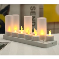 Lycxames - Wiederaufladbare Kerzen, 12 flammenlose wiederaufladbare Teelichtkerzen, LED-Kerzen mit Ladestation, Hochzeit, Erntedankfest, von LYCXAMES