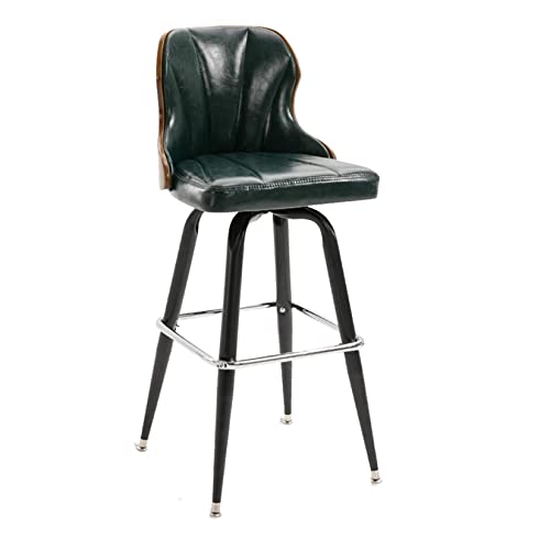 LYDSB 360 ° drehbarer Barhocker aus Massivholz mit Rückenlehne, Retro-Design, leicht zu reinigen, Ölwachs-Leder, ideal für Kneipe, Theke, Café, Küche von LYDSB