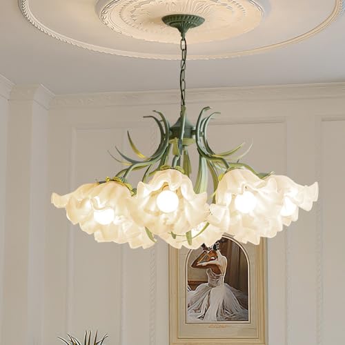 LYDSB 8 Lichter Milchglas Blumen Kronleuchter Grün Große Pendelleuchte Nordische Moderne Blumen Decken Hängelampe Foyer Kronleuchter Für Eingangsbereich Esszimmer Wohnzimmer Mädchen Sch LYDSB 8 Lichter Milchglas Blumen Kronleuchter Grün Große Pendelleuchte Nordische Moderne Blumen Decken Hängelampe Foyer Kronleuchter Für Eingangsbereich Esszimmer Wohnzimmer Mädchen Sch von LYDSB