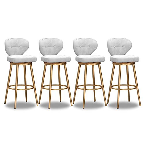 LYDSB Barhocker-Set mit 4 Stück, 360° drehbarer Barhocker mit Samtpolsterung und bequemer Rückenlehne, Fußstütze, Esszimmerstühle im Mid-Century-Stil für die Pub-Insel, Küche zu Hause, W von LYDSB