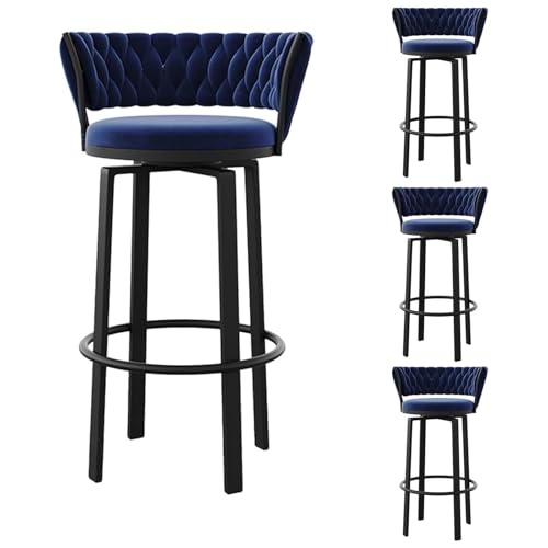 LYDSB Barhocker im Landhausstil, 4er-Set, gepolsterte Esszimmerstühle mit Rückenlehne und Fußstütze für Bistro-Restaurant, einfache und stilvolle Thekenhocker, Möbel LYDSB Barhocker im Landhausstil, 4er-Set, gepolsterte Esszimmerstühle mit Rückenlehne und Fußstütze für Bistro-Restaurant, einfache und stilvolle Thekenhocker, Möbel von LYDSB