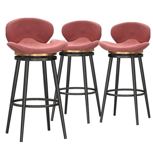 LYDSB Barhocker in Thekenhöhe mit Rückenlehne, 3er-Set, Stühle mit Samtpolsterung, Moderne Metallbeine, Barhocker für die Küchentheke, Sitzhöhe 65 cm, Rosa LYDSB Barhocker in Thekenhöhe mit Rückenlehne, 3er-Set, Stühle mit Samtpolsterung, Moderne Metallbeine, Barhocker für die Küchentheke, Sitzhöhe 65 cm, Rosa von LYDSB