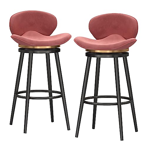 LYDSB Barhocker mit Samtpolsterung, 2er-Set, drehbare Thekenhöhe mit Rückenlehne und schwarzen Metallbeinen, Esszimmerstühle mit Fußstütze für Kücheninsel, Hausbar, Zimmer, Café, Pink LYDSB Barhocker mit Samtpolsterung, 2er-Set, drehbare Thekenhöhe mit Rückenlehne und schwarzen Metallbeinen, Esszimmerstühle mit Fußstütze für Kücheninsel, Hausbar, Zimmer, Café, Pink von LYDSB