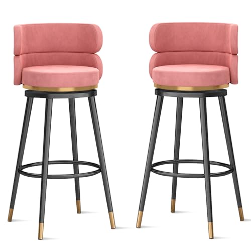 LYDSB Barhocker mit hoher Rückenlehne und Fußstütze, Thekenhöhe 75 cm, modernes Design, für Kücheninsel oder Bereich, Rosa, 2 Stück von LYDSB