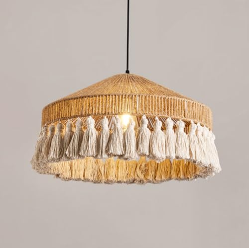 LYDSB Boho Coastal Rattan Hanfseil Kronleuchter Mid Century Pendelleuchte Kücheninsel Vintage Weidenkorb Gewebte Deckenhängelampe Für Esszimmer Kinderzimmer Schlafzimmer Bauernhaus F LYDSB Boho Coastal Rattan Hanfseil Kronleuchter Mid Century Pendelleuchte Kücheninsel Vintage Weidenkorb Gewebte Deckenhängelampe Für Esszimmer Kinderzimmer Schlafzimmer Bauernhaus F von LYDSB