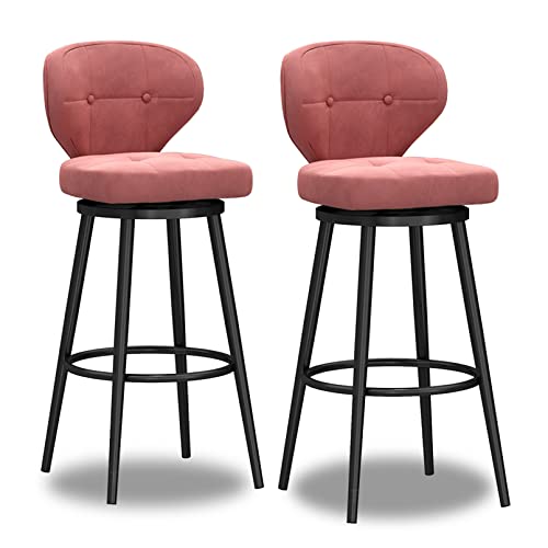 LYDSB Drehbare Barhocker, 2er-Set, Moderne Thekenhöhe aus Samt mit Rückenlehne, Stühle ohne Armlehnen für das Esszimmer in der Kneipe, Küche, Pink LYDSB Drehbare Barhocker, 2er-Set, Moderne Thekenhöhe aus Samt mit Rückenlehne, Stühle ohne Armlehnen für das Esszimmer in der Kneipe, Küche, Pink von LYDSB