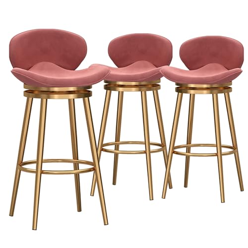 LYDSB Drehbare Barhocker, 3er-Set, Moderne Barhocker in Thekenhöhe mit Rückenlehne, Stühle mit Samtpolsterung, Metallrahmen für Kücheninseln, Bauernhaus-Barhocker für Insel, Pink LYDSB Drehbare Barhocker, 3er-Set, Moderne Barhocker in Thekenhöhe mit Rückenlehne, Stühle mit Samtpolsterung, Metallrahmen für Kücheninseln, Bauernhaus-Barhocker für Insel, Pink von LYDSB