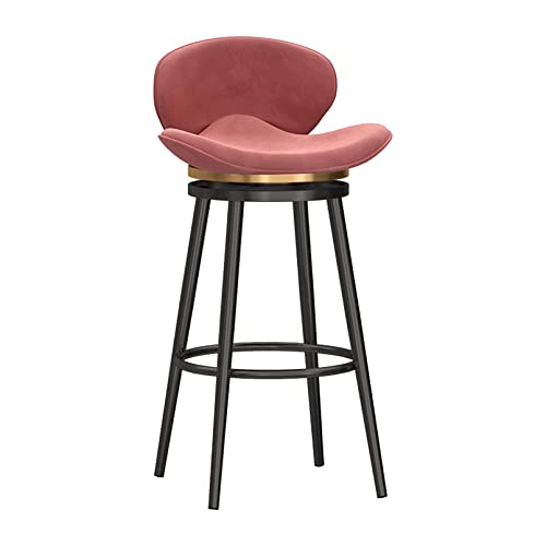 LYDSB Drehbare Barhocker aus Samt, 1 Stück, mit Rückenlehne, schwarzen Metallbeinen, Mid-Century Modern, niedrige Rückenlehne für Kücheninsel, Home Pub, Pink von LYDSB