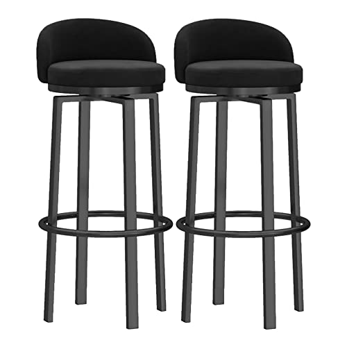 LYDSB Drehbare Barhocker aus Samt, 2er-Set, niedrige Rückenlehne, 65 cm Sitzhöhe, Bar mit schwarzen Metallbeinen, Moderne Fußstütze für die Küche, für das Esszimmer zu Hause, Schwarz LYDSB Drehbare Barhocker aus Samt, 2er-Set, niedrige Rückenlehne, 65 cm Sitzhöhe, Bar mit schwarzen Metallbeinen, Moderne Fußstütze für die Küche, für das Esszimmer zu Hause, Schwarz von LYDSB