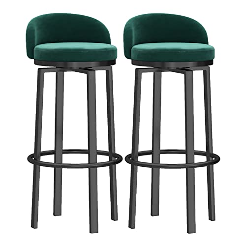 LYDSB Drehbare Barhocker aus Samt, 2er-Set, niedrige Rückenlehne, 75 cm Sitzhöhe, Bar mit schwarzen Metallbeinen, Moderne Fußstütze für die Küche, für das Esszimmer zu Hause, Grün LYDSB Drehbare Barhocker aus Samt, 2er-Set, niedrige Rückenlehne, 75 cm Sitzhöhe, Bar mit schwarzen Metallbeinen, Moderne Fußstütze für die Küche, für das Esszimmer zu Hause, Grün von LYDSB