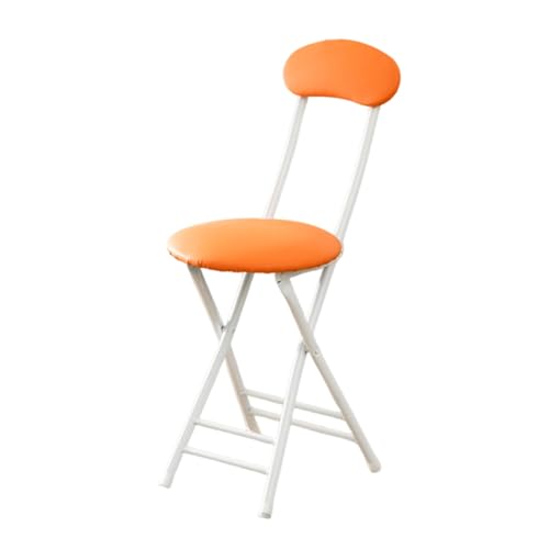 LYDSB Klappbarer Barhocker mit Polsterung aus PU-Leder mit Rückenlehne und Fußstütze – Frühstückshocker, Tragkraft 100 kg, Sitzhöhe 45 cm, Orange LYDSB Klappbarer Barhocker mit Polsterung aus PU-Leder mit Rückenlehne und Fußstütze – Frühstückshocker, Tragkraft 100 kg, Sitzhöhe 45 cm, Orange von LYDSB