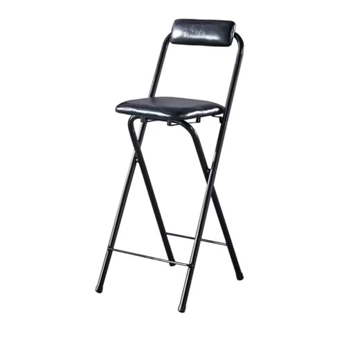 LYDSB Klappbarer Barhocker mit Rückenlehne und PU-Lederpolsterung – Stuhl in Thekenhöhe für Camping im Freien, Küche und Garten, tragbares Design, Sitzhöhe 65 cm von LYDSB