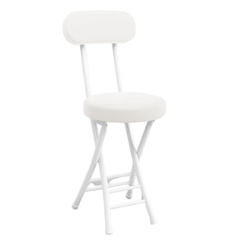 LYDSB Klappbarer Barhocker mit Rückenlehne und Polsterung aus PU-Leder – runder, tragbarer Stuhl für Frühstücksbars, Schreibtische und Wohnzimmer, Tragkraft 136 kg, Sitzhöhe 47 cm von LYDSB